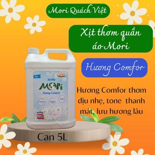 Xịt thơm quần áo MORI hương Comfor - dành cho các cửa hàng giặt sấy, giặt là, giặt ủi, can 5L