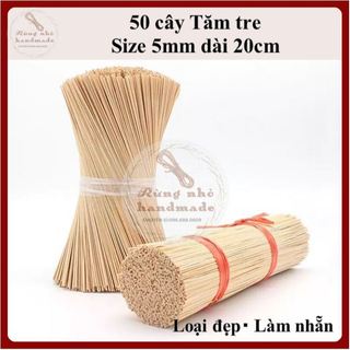 Que tre tròn, 50 que size 5mm dài 20cm, làm handmade, mô hình tăm tre, nhà tre