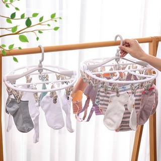Móc chùm phơi quần áo tất, đồ em bé trẻ sơ sinh Mingo đa năng 24 kẹp, 32 kẹp gấp gọn tiện lợi cho mẹ