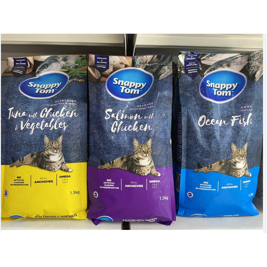 [Túi 1.5kg] -Thức Ăn dạng hạt cho Mèo Snappy Tom-Thái Lan