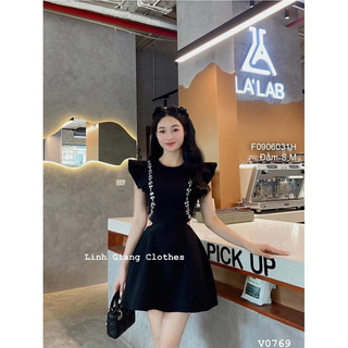 Đầm xòe đính đá khoét eo 2 bên tay cánh tiên 0624 thaotranshop90