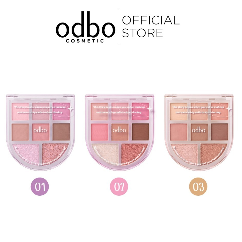 Phấn mắt có nhủ Odbo Romance Mood Eye Palette OD2023 - Bảng màu mắt có nhũ 8 ô
