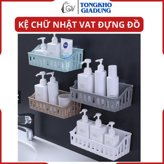 kệ nhà tắm để đồ đa năng, kệ treo đồ dính tường hình chữ nhật vát (tặng miếng dính)