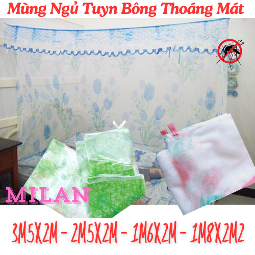 Mùng Ngủ Tuyn In Bông Đẹp ,Mùng Ngủ Thoáng Mát Nhiều Kích Thước