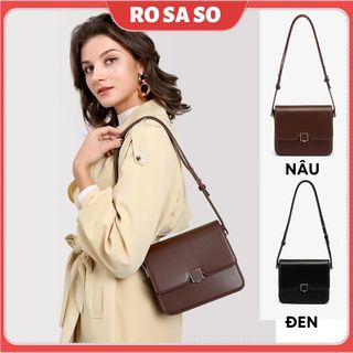 Túi xách nữ đeo chéo đeo vai đẹp khóa vuông da PU cao cấp đi chơi basic đi chơi du lịch ROSASO TX96