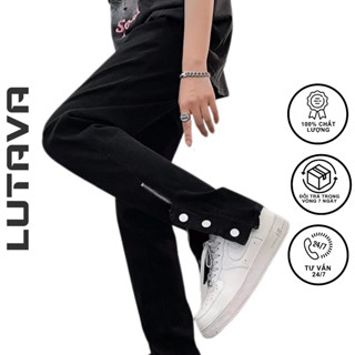 Quần Jean Nam ống rộng Khoá Chân LUTAVA Quần Baggy Ống Đứng Phong Cách Thời Trang cá tính QD319