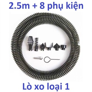  Bộ dây thông cống 2.5m phi 16mm  lò xo LOẠI 1  + 8 phụ kiện 