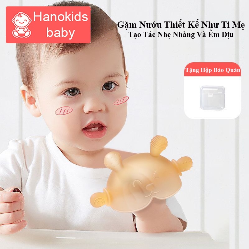 Gặm Nướu Hanokids Cho Bé Cầm Tay Cao Cấp, Đồ Chơi Ngậm Nứu Chất Liệu Silicone Dễ Thương Siêu Mềm An Toàn Cho Trẻ Sơ Sinh