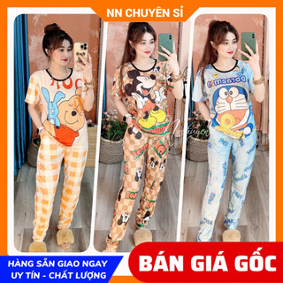 Set bộ bò sữa nữ mặc nhà Vải Thun mềm mịn mát in họa tiết bò sữa nhiều màu dễ thương DBRBTNQD SIZE L