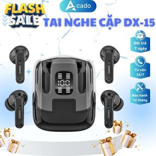 Tai nghe bluetooth bốn tai dx-16 có mic, chống ồn, chơi game, tai nghe cặp đôi nhét tai không dây