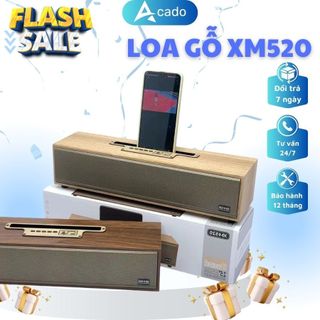 Loa bluetooth xm520 siêu bass, loa bluetooth để bàn vỏ gỗ 20w thiết kế sang trọng âm thanh trầm ấm - loa xm520