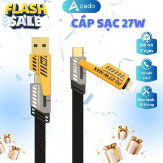 Dây cáp sạc nhanh 4 in 1 27w sạc usb-type c , type c-typec, type c-laining, usb-laining - cáp đa năng