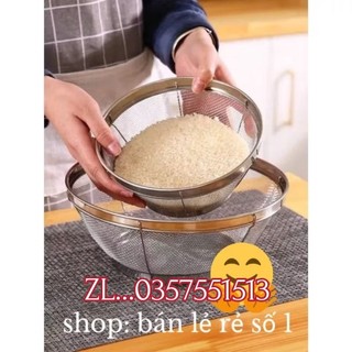 Rổ, rá inox lỗ nhỏ dùng để vo gạo để rau củ quả