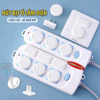 SET 2 Nút Bịt Ổ Điện Chống Giật An Toàn Cho Bé Có Quai Rút Đầu Nắp Che Bảo Vệ Ổ Cắm Tiện Lợi