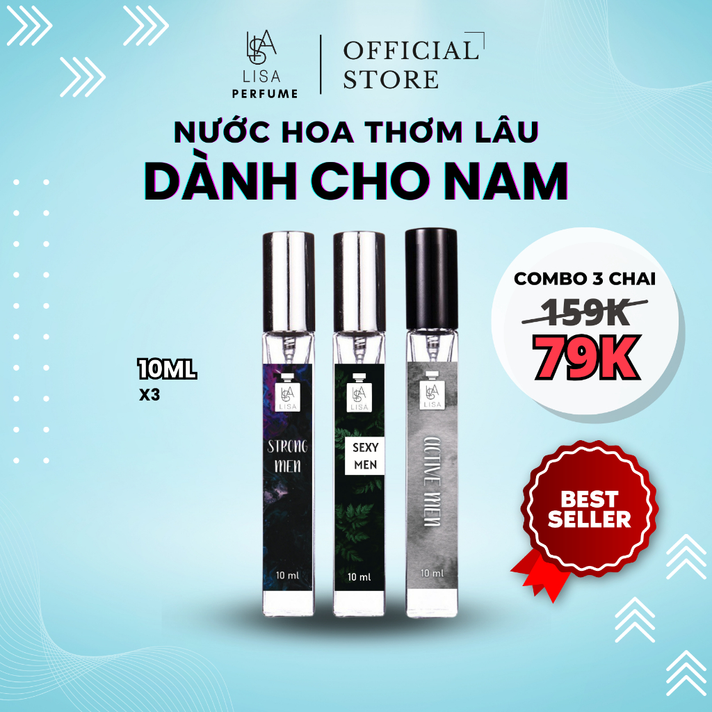 NƯỚC HOA NAM (BEST SELLER) 3 CHAI NAM 79K.LƯU HƯƠNG 6-8H. ĐẶC BIỆT MUA 2 COMBO TẶNG THÊM 2 CHAI NƯỚC HOA NỮ 10ml.