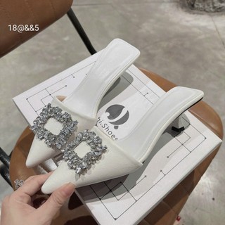 Sục mũi nhọn khóa vuông đính đá gót nhọn 5 phân siêu đẹp