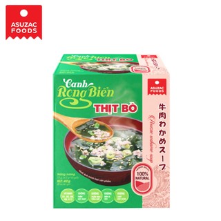 Hộp 10 gói canh rong biển thịt bò wakame soup beef asuzac foods 40 gram