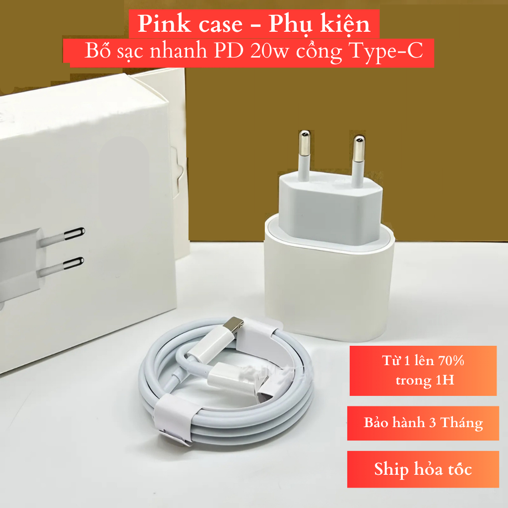 Bộ sạc nhanh PD 20W chân tròn tiêu chuẩn châu âu an toàn. không nóng máy