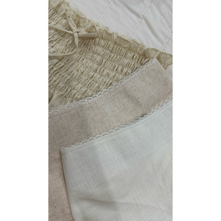 Chân váy dài linen phối ren xẻ tà
