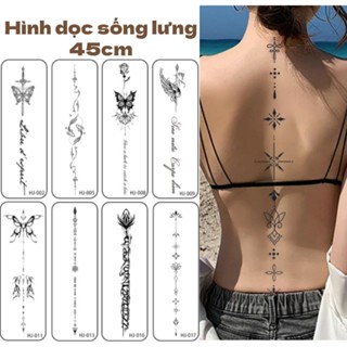 Hình xăm dán 45cm dọc sống lưng 15 ngày hình săm kín lưng | miếng dán xăm nước 7-15 ngày Unisex