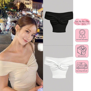Áo thun tăm trễ vai xoắn ngực  (Hàng hãng) - 3 màu