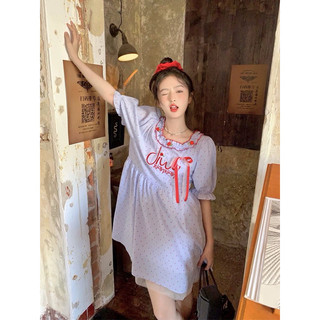 Váy Babydoll Chấm Bi Nơ Đỏ