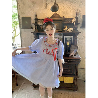 Váy Babydoll Chấm Bi Nơ Đỏ