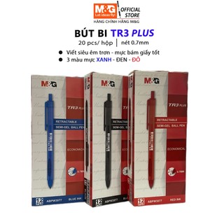 Combo hộp 20 cây bút bi mực đậm TR3 Plus chính hãng M&G viết êm trơn nét 0.7mm