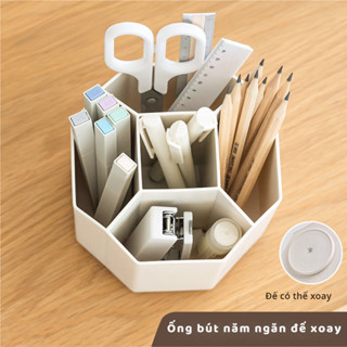 Ống bút xoay 5 ngăn khoa học độc đáo K147 Hộp đựng bút nhựa xoay 360 đựng bút đồ dùng học tập