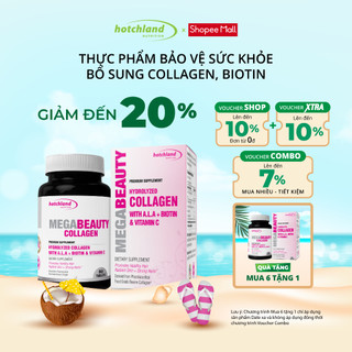 MUA 6 TẶNG 1 - Viên uống Hotchland Nutrition MegaBeauty Collagen thủy phân hỗ trợ đep da, tóc và móng hộp 90 viên.