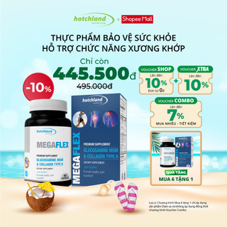 Viên uống Hotchland Nutrition Glucosamine MegaFlex giúp tăng dịch nhờn khớp, giảm đau thoái hóa khớp hộp 60 viên.