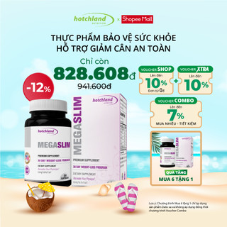 MUA 6 TẶNG 1 - Viên uống Hotchland Nutrition MegaSlim hỗ trợ giảm cân, chuyển hóa năng lượng, chống béo phì hộp 30 viên.