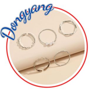 Set 5 Nhẫn Đeo Tay Mạ Bạc Đơn Giản Thời Trang Cho Nữ Sinh N13