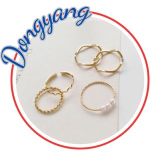 Set 5 nhẫn đeo tay kim sắc đơn giản thời trang cho nữ sinh n14