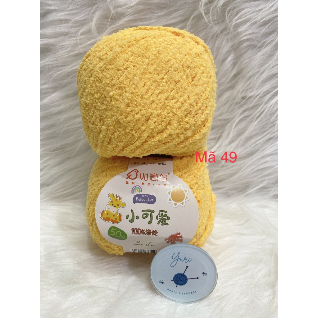 Len bông xù Xiaoke sợi 3mm cuộn 50g - Len bông đan móc không rụng lông