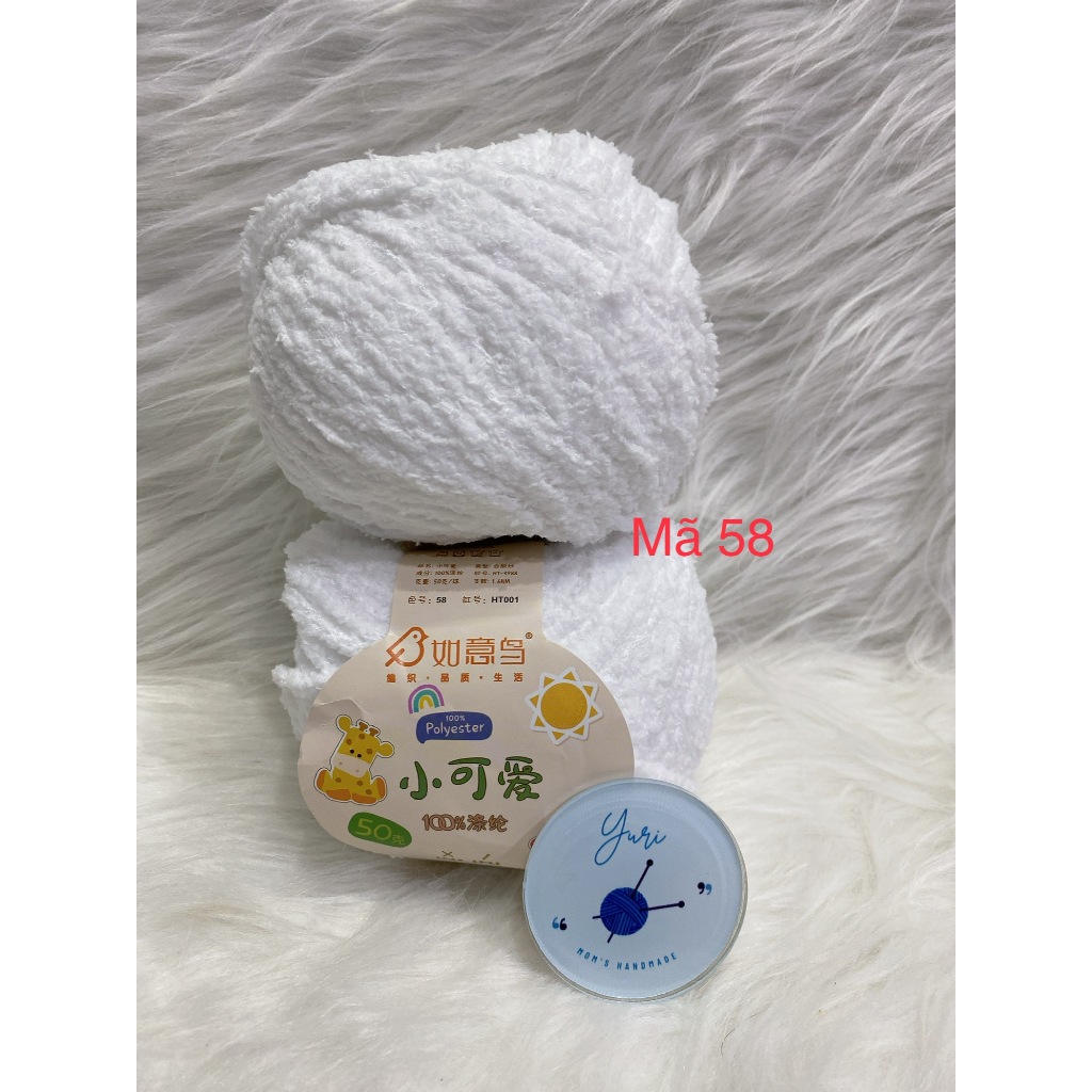 Len bông xù Xiaoke sợi 3mm cuộn 50g - Len bông đan móc không rụng lông