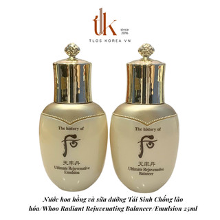 Nước hoa hồng và sữa dưỡng Tái Sinh Chống lão hóa/Whoo Radiant Rejuvenating Balancer Emulsion 25ml