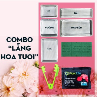 Combo phụ kiện cắm hoa tươi trang trí gia tiên: khay nhựa+ xốp cắm hoa+ tuốt gai hoa hồng+ dưỡng hoa