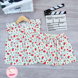 Bộ tole/lanh mặc nhà bé gái shop thỏ baby kids