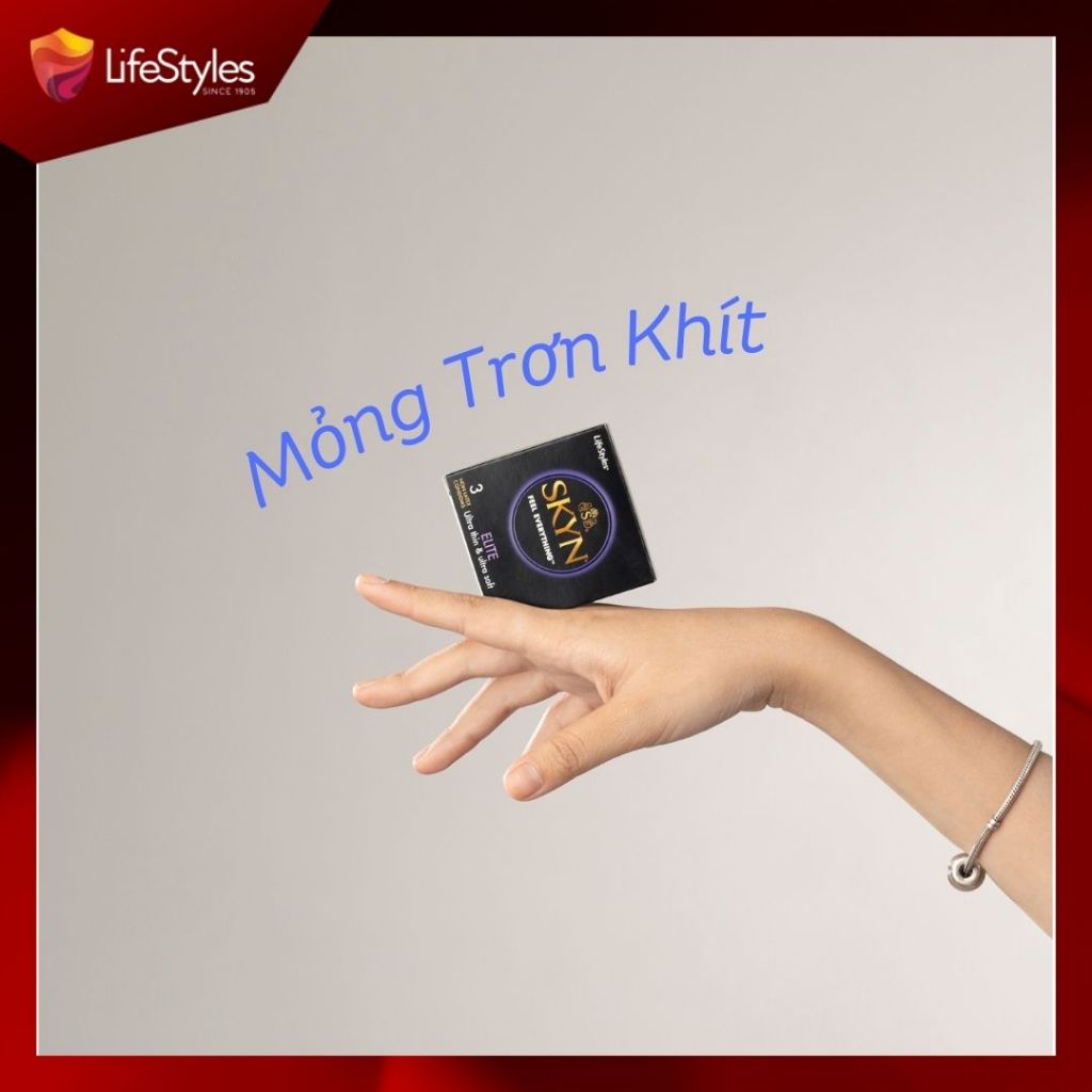 Bao cao su LifeStyles Skyn Elite Non-latex siêu mỏng siêu mềm không mùi cao su - Hộp 10 bao