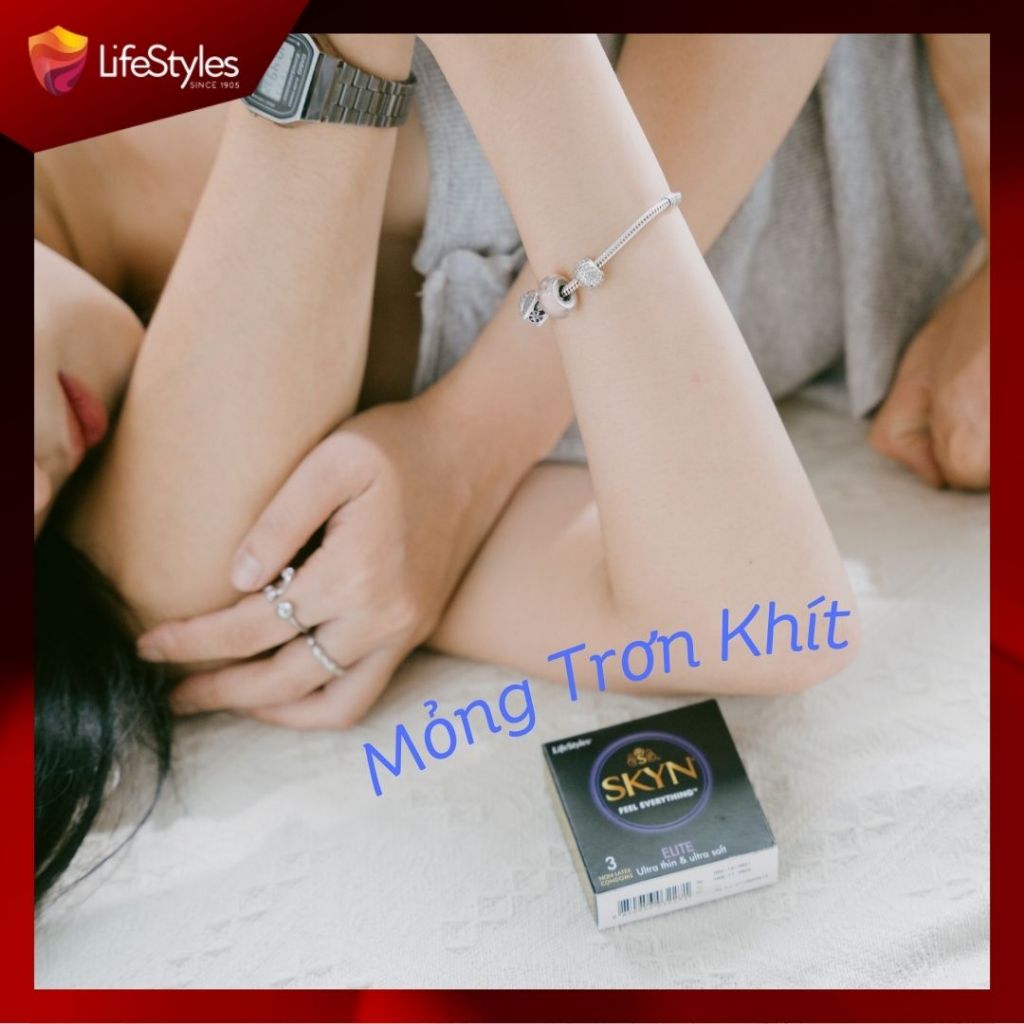 Bao cao su LifeStyles Skyn Elite Non-latex siêu mỏng siêu mềm không mùi cao su - Hộp 10 bao