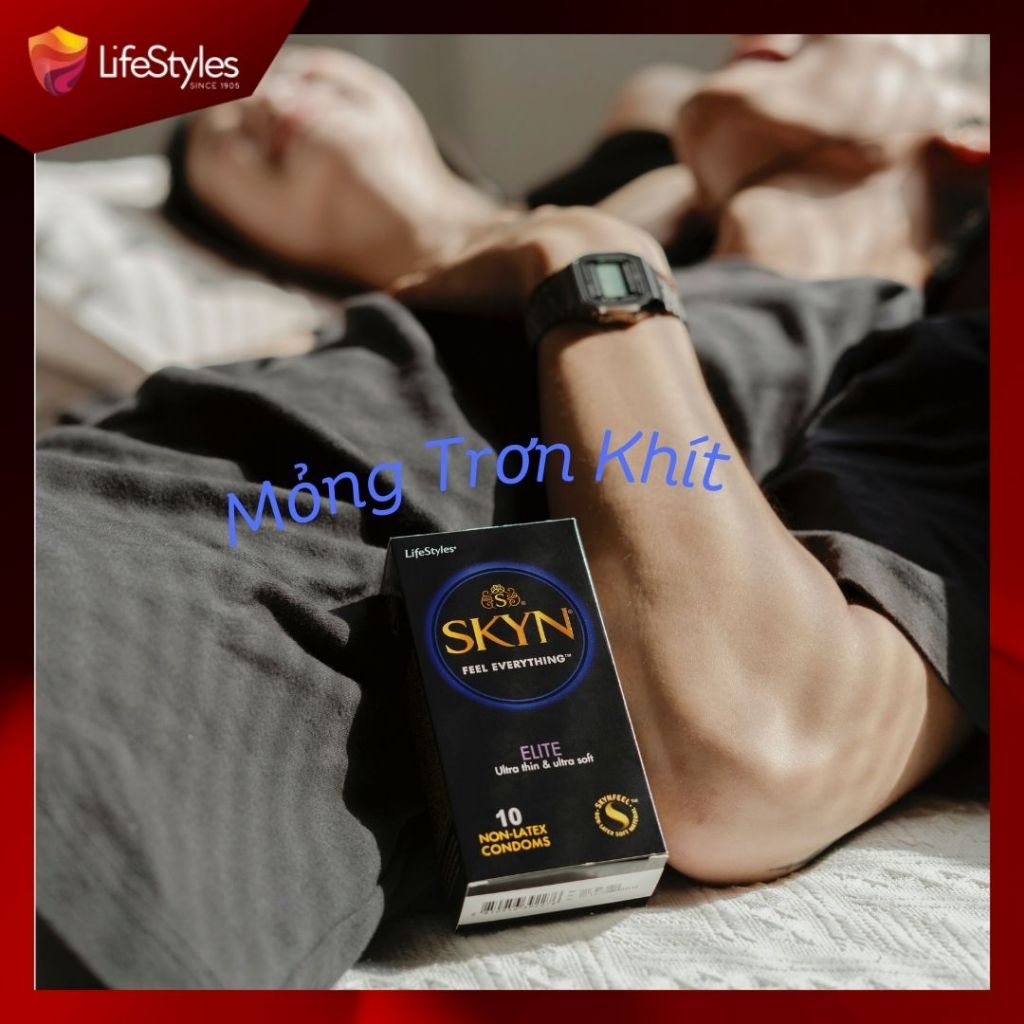 Bao cao su LifeStyles Skyn Elite Non-latex siêu mỏng siêu mềm không mùi cao su - Hộp 10 bao