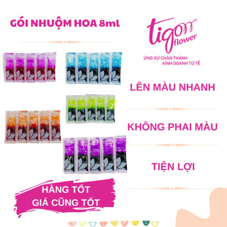 [5X8ML] - 5 GÓI x 8ml nước nhuộm màu hoa tiện lợi (cam cà rốt, hồng nhạt, tím hoa cà, xanh lá mạ, xanh dương nhạt)