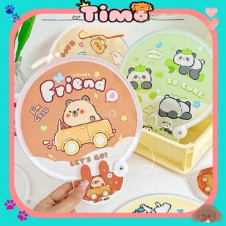 Quạt capybara cầm tay gấp gọn vải xếp tự bung mini cute timo ddq09