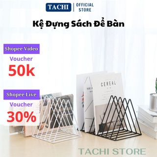 Giá đỡ sách để bàn bằng kim loại TACHI STORE hình tam giác sáng tạo sang trọng tiện lợi kết hợp làm đồ decore siêu xinh