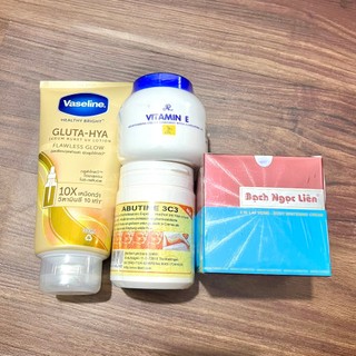 Bộ Kem Bạch Ngọc Liên + Abutin với Vaseline 10x và Kem Vitamin E nấp xanh
