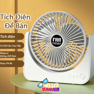 Quạt tích điện mini để bàn Super Fan công xuất lớn xoay 360 độ tiện lới động cơ êm ái ( Mẫu Mới  )