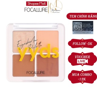 Bảng phấn mắt focallure 4 ô màu, nhũ lì, mềm minh, lâu trôi 4.8g fa-177