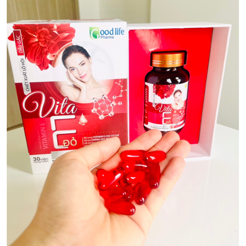 Vitamin E Đỏ 400UI Chiết Xuất Lô Hội Dầu Gấc Chống Oxy Hoá Đẹp Da