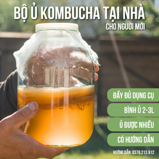 Scobylee | Bộ dụng cụ ủ kombucha cho người mới, đầy đủ món, bình ủ lớn, bảo hành 1 scoby, có hướng dẫn